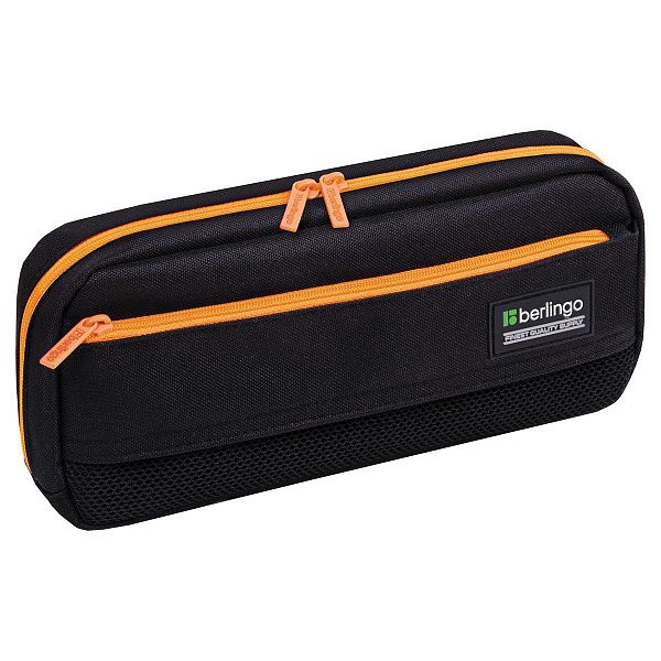 Пенал мягкий 1 отделение, 1 карман, 215*95*44 Berlingo "Black and orange", полиэстер, внутренний органайзер