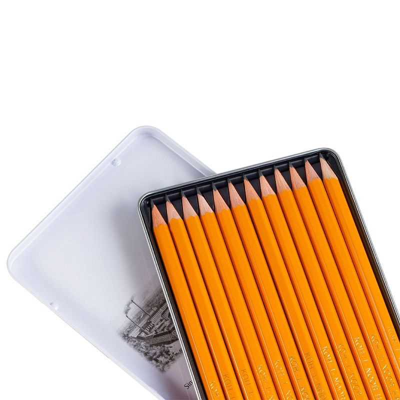 Набор карандашей ч/г Koh-I-Noor "1500 Graphic" 12шт., 5B-5H, заточен., метал. пенал 