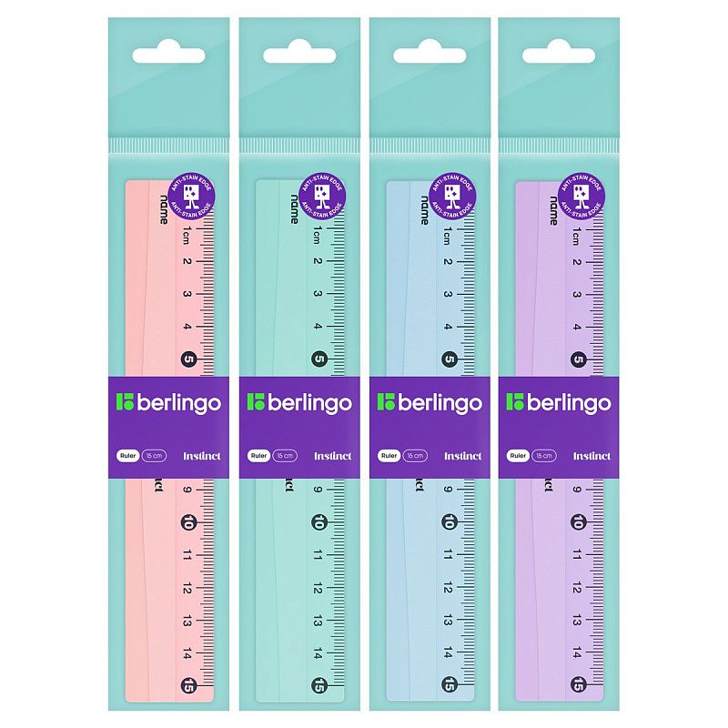 Линейка 15см Berlingo "Instinct", пластиковая, ассорти, европодвес 