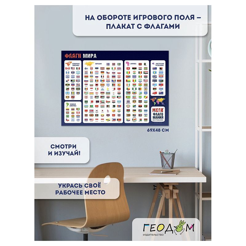Игра настольная ГЕОДОМ "Мегафлагомания. Премиум", 200 карточек, картонная коробка 