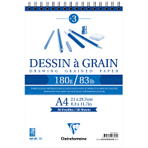 Скетчбук 30л., А4 Clairefontaine "Dessin a grain", на гребне, мелкозернистая, 180г/м2