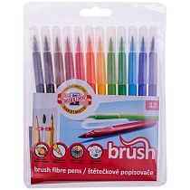 Фломастеры с кистевым пишущим узлом Koh-I-Noor "Brush", 12цв., трехгранные, смываемые, ПВХ, европодвес Фломастеры с кистевым пишущим узлом Koh-I-Noor "Brush", 12цв., трехгранные, смываемые, ПВХ, европодвес