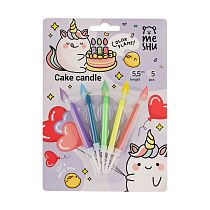 УЦЕНКА - Свечи для торта с цветным пламенем MESHU "Bright flame", ассорти, 5,5см, 5шт