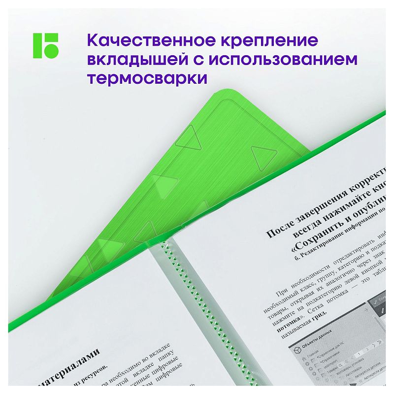 Папка с 40 вкладышами Berlingo "Neon", 24мм, 1000мкм, зеленый неон, с внутр. карманом 