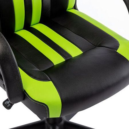 Кресло компьютерное BRABIX "Stripe GM-202", экокожа, черное/зеленое, 532511