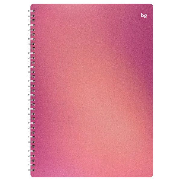 Тетрадь 80л., А4, клетка, на гребне BG "Сияние", пластиковая обложка, розовый