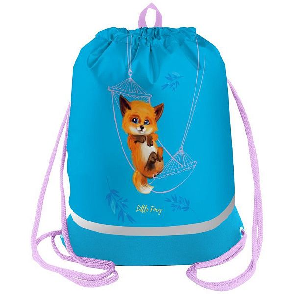 Мешок для обуви 1 отделение Berlingo "Little foxy", 510*400мм, расшир. дно, светоотражающая лента, карман на молнии