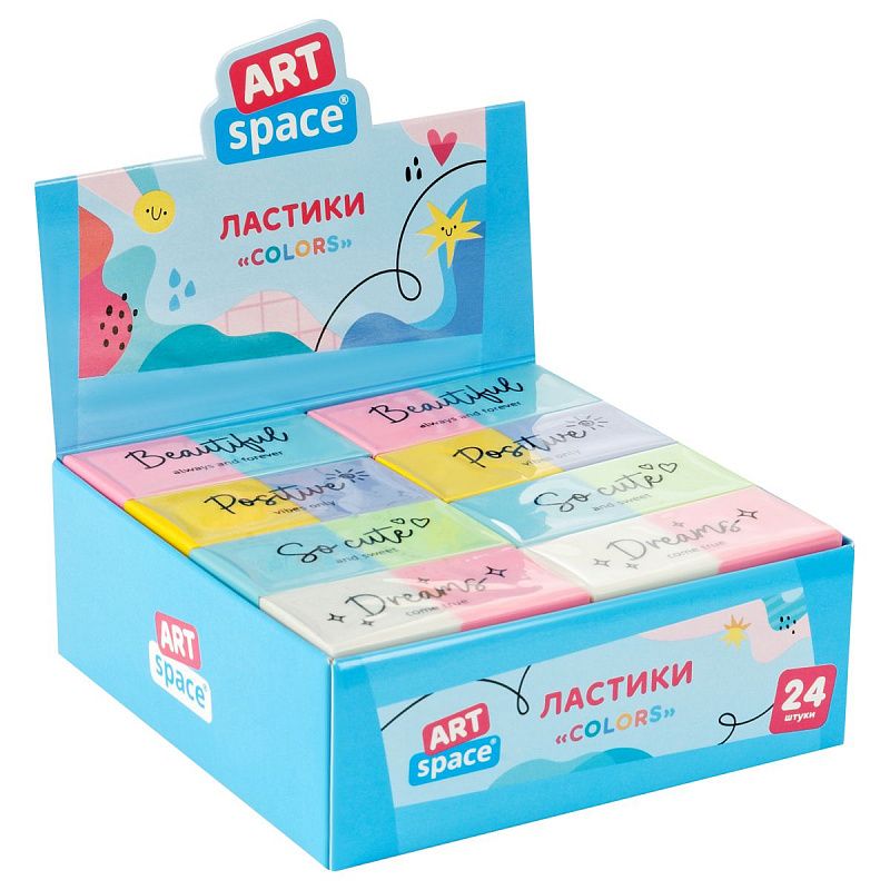 Ластик ArtSpace "Colors", прямоугольный, 44*22*11мм 