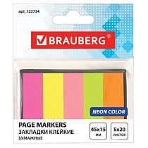 Закладки клейкие BRAUBERG НЕОНОВЫЕ бумажные, 45х15 мм, 5 цветов х 20 листов, в картонной книжке, 122734 Закладки клейкие BRAUBERG НЕОНОВЫЕ бумажные, 45х15 мм, 5 цветов х 20 листов, в картонной книжке, 122734