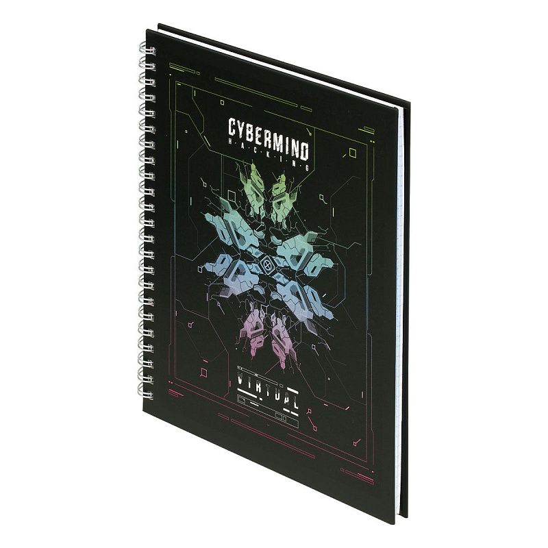 Тетрадь 80л., А5, клетка на гребне BG "Virtual", матовая ламинация, твердая обложка