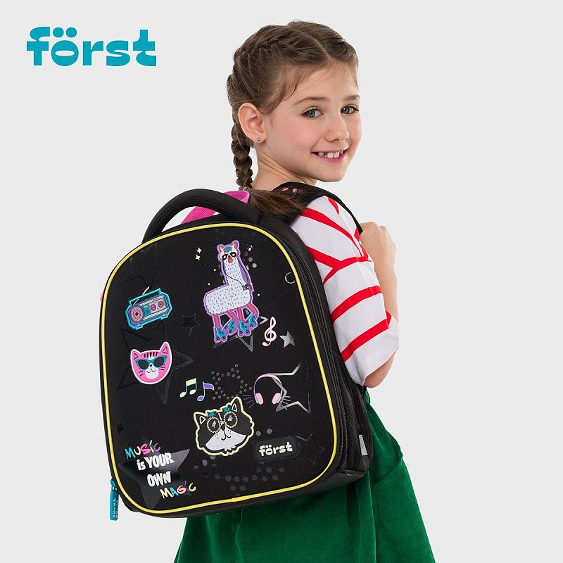 Ранец Först F-Top облегченный "Disco Lama" 36*28*15см, 2 отделения, 2 кармана, анатомическая спинка 