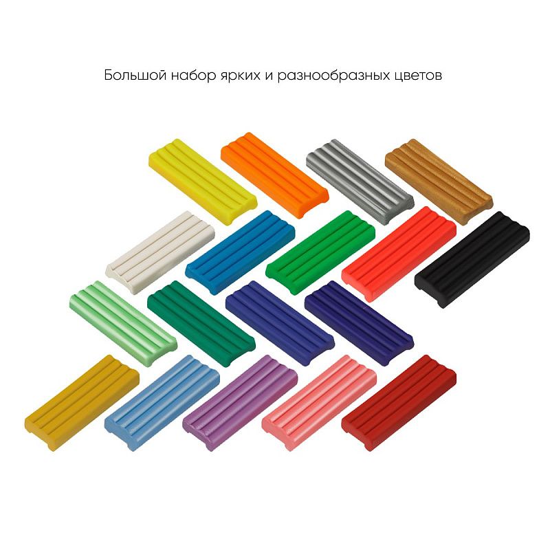 Пластилин Гамма "Оранжевое солнце", 18 цветов (6 классич., 6 флуор., 6 перл.), 234г, со стеком, картон. упаковка
