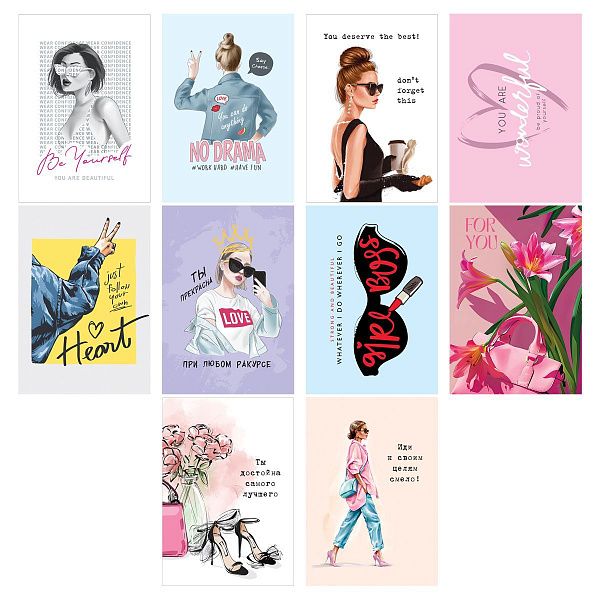 Набор открыток MESHU "Girl power" 30шт., глянцевая ламинация
