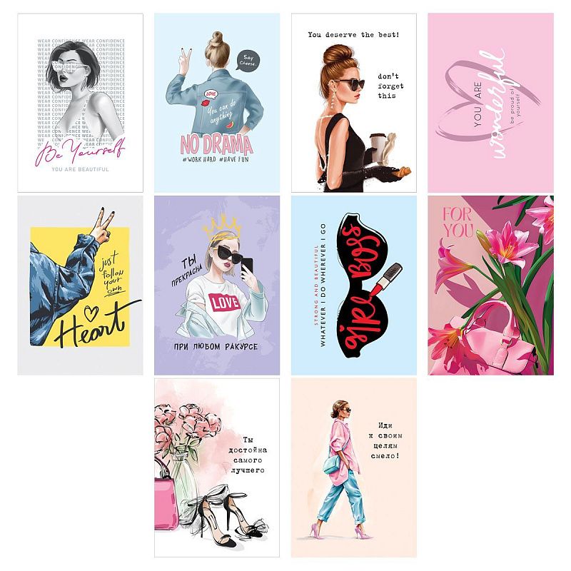 Набор открыток MESHU "Girl power" 30шт., глянцевая ламинация