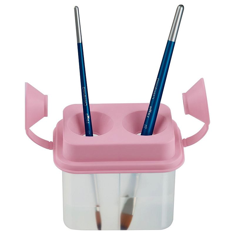 Стакан-непроливайка двойной Гамма, пастельный розовый, с крышкой