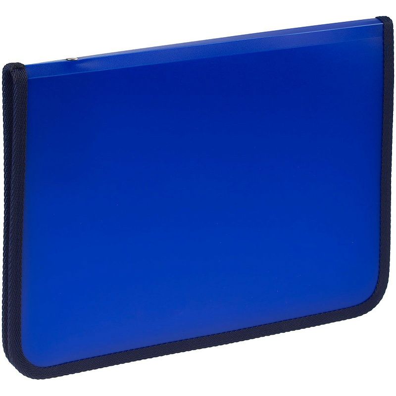 Папка на молнии СТАММ А4, 500мкм, пластик, молния вокруг, синяя 