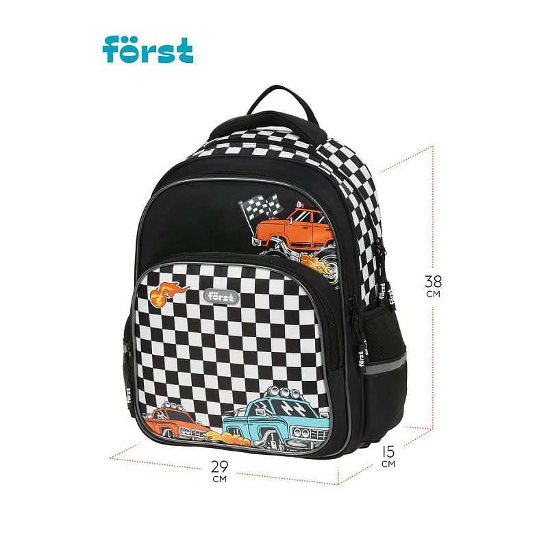 Рюкзак Först F-COMFY "Racing" 38*29*15см, 2 отделения, 3 кармана, эргономичная спинка 