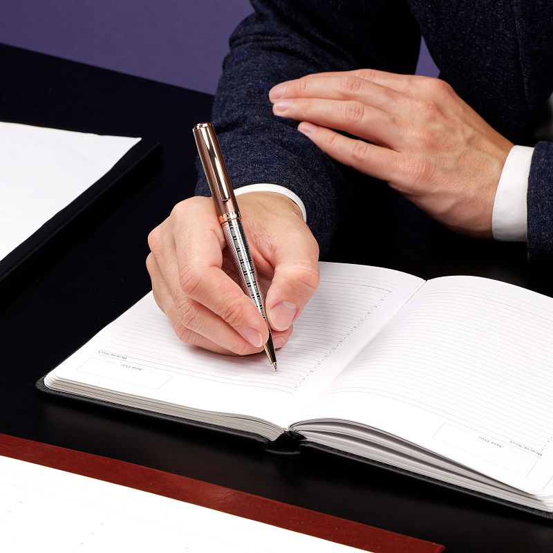 Ручка шариковая Delucci "Fresco" синяя, 1,0мм, корпус серебро/бронза, поворотн., подарочная упаковка 