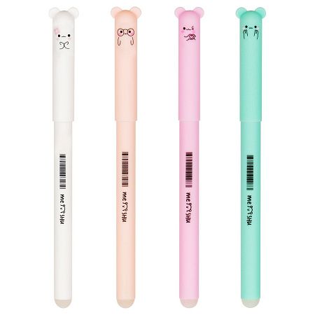Ручка гелевая стираемая MESHU "Pretty Cutes" синяя, 0,5мм, корпус ассорти 