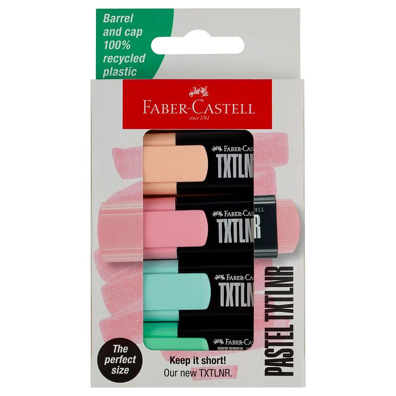 Набор текстовыделителей Faber-Castell "Pastel mini" 04 цв., пастельные ассорти, 1-5мм, картон, европодвес 
