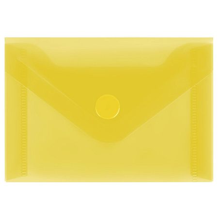 Папка-конверт на кнопке СТАММ А7 (74*105мм), 150мкм, пластик, прозрачная, желтая