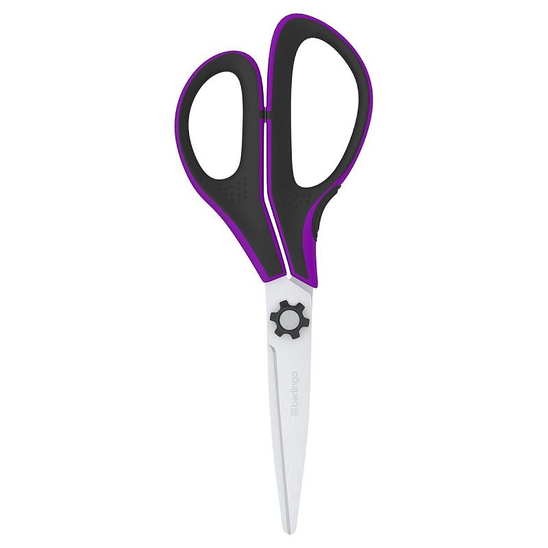 Ножницы Berlingo "Easycut 350", 13см, сиреневые, эргономичные ручки, мягкие вставки, европодвес