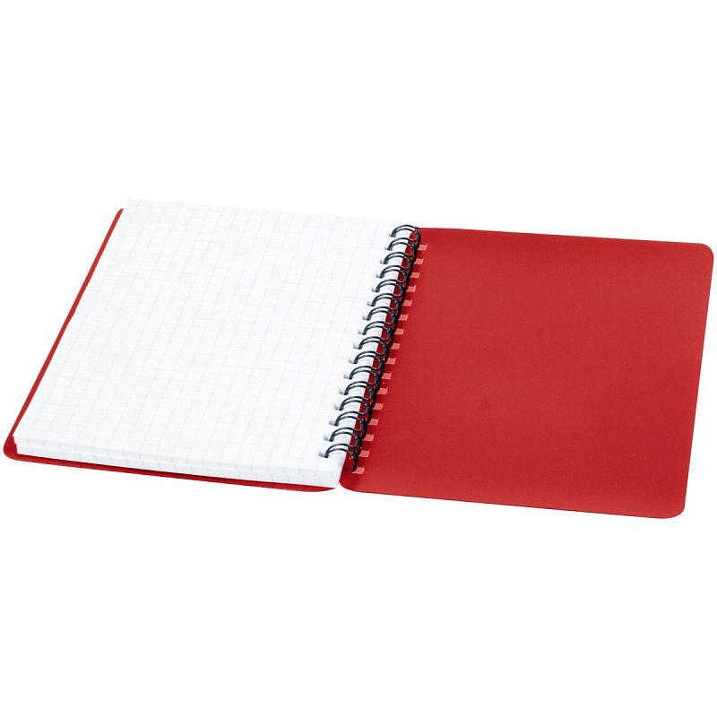Записная книжка А6 60л. на гребне BG "Base", красная пластиковая обложка, тиснение фольгой