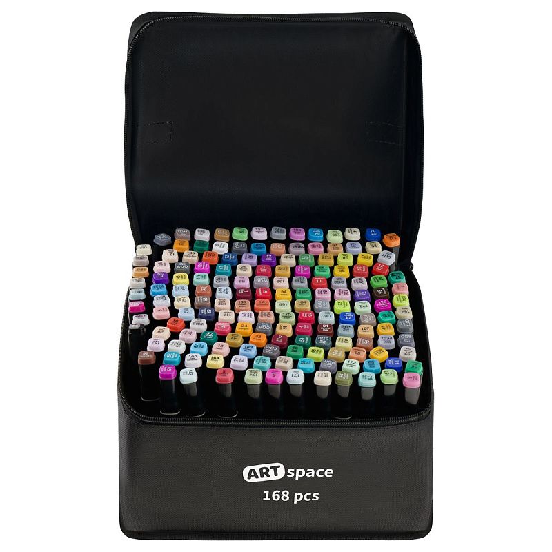 Набор двусторонних маркеров для скетчинга ArtSpace 168цв., основные цвета, пулевид./скош.