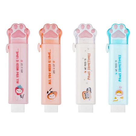 Ластик MESHU "Cat Paw", 93*28*17мм, термопластичная резина, пластиковый футляр 