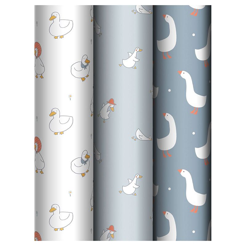 Набор упаковочной бумаги глянц. 70*100см, MESHU "Goose set", 80г/м2, ассорти 3 дизайна