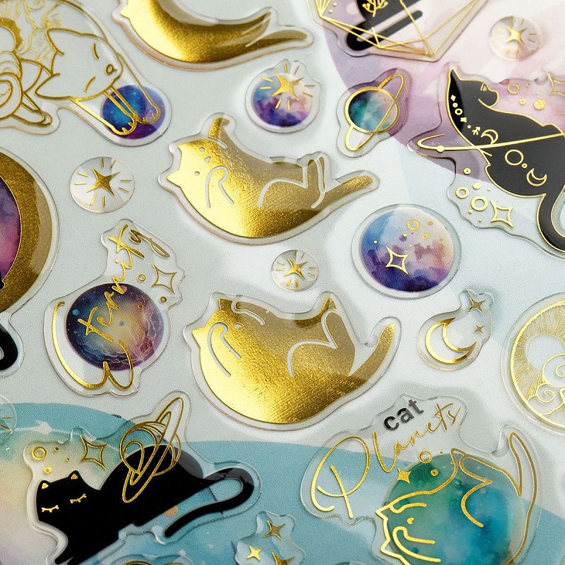 Наклейки гелевые MESHU "Moon cat", 10*23 см, пакет европодвес