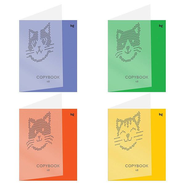 Тетрадь 48л., А5, клетка BG "Кошачьи тетради", пластиковая обложка