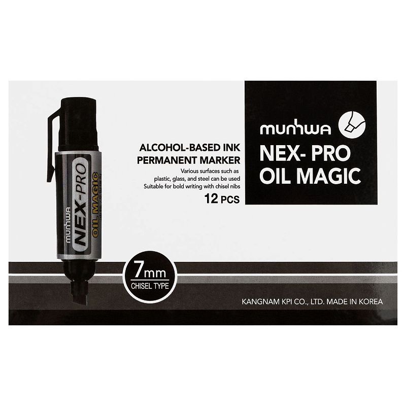 Маркер перманентный промышленный MunHwa «Nex-Pro Oil Magic» черный, скошенный, 7мм 
