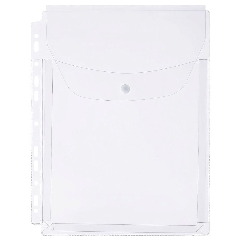 Папка-вкладыш с перфорацией на кнопке СТАММ А4, ПВХ, 180мкм, глянцевый, расширяющаяся до 250л.