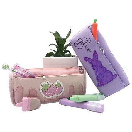 Пенал мягкий ЮНЛАНДИЯ, 2 отделения, полиэстер, "Strawberry shortcake", розовый, 21х9х6 см, 271577 