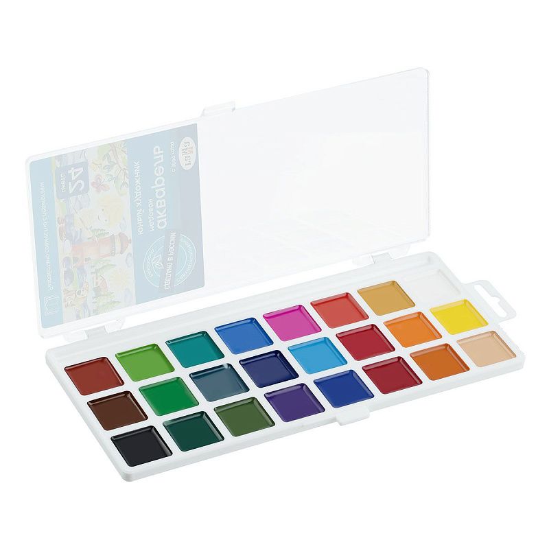 Акварель Гамма "Юный художник", медовая, 24 цвета, без кисти, пластик. упак., европодвес