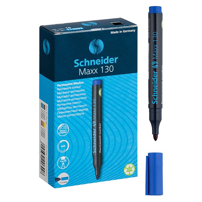 Маркер перманентный Schneider "Maxx 130" синий, пулевидный, 3мм 