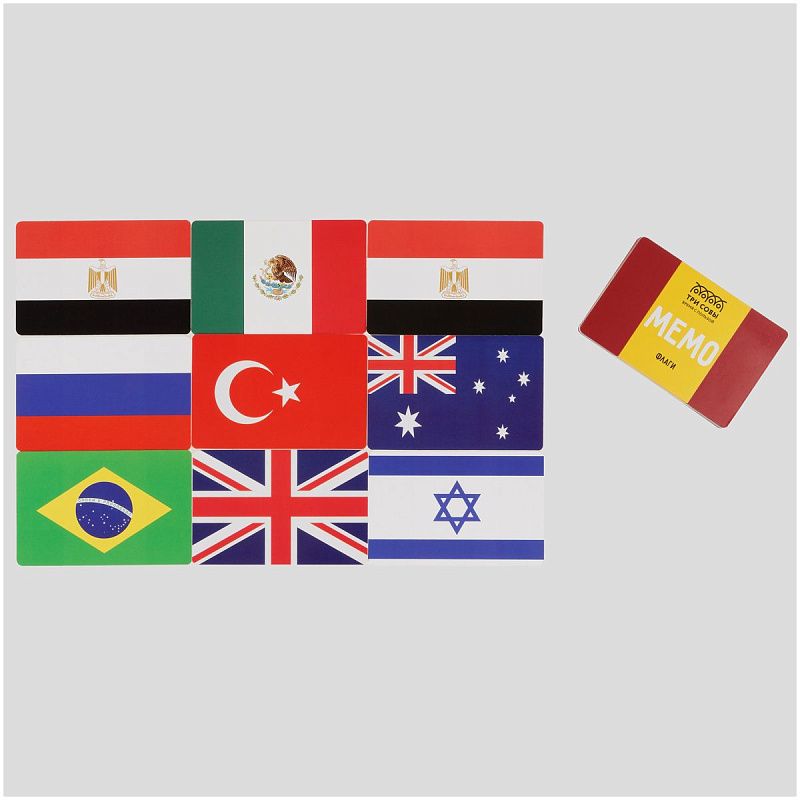 Игра настольная ТРИ СОВЫ "Мемо. Флаги ", 50 карточек, картонная коробка 