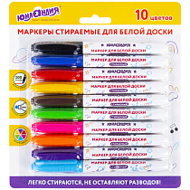 картинка Маркеры стираемые для белой доски НАБОР 10 ЦВЕТОВ, ЮНЛАНДИЯ "COLORWAY", 3 мм, 152100 от магазина