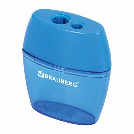 Точилка BRAUBERG "Diamond Dual", 2 отверстия для чернографитных карандашей (в том числе утолщенных), с контейнером, ассорти, 226941 