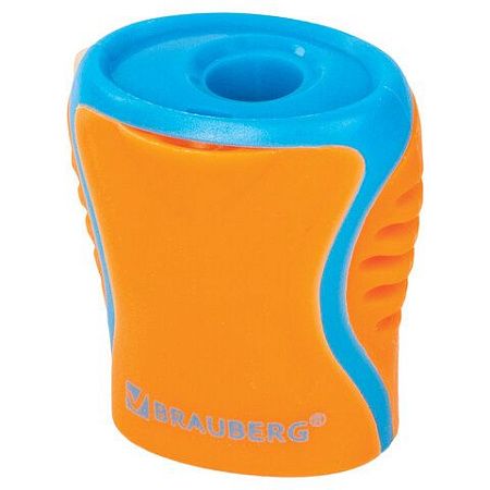 Точилка BRAUBERG "Mix", с контейнером, пластиковая, корпус ассорти, 228448 