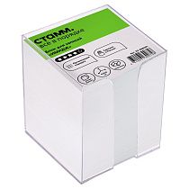 Блок для записей СТАММ "Имидж", 8*8*8 см, пластиковый бокс, белый