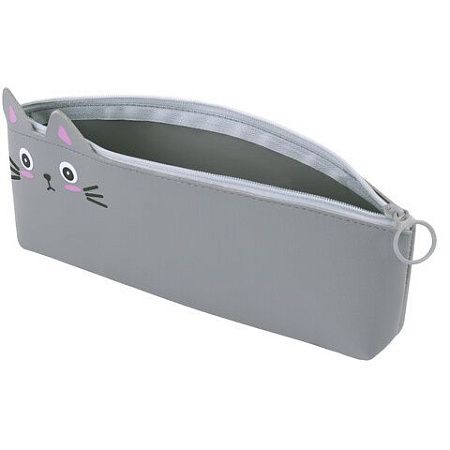 Пенал ЮНЛАНДИЯ ЮНИОР, 1 отделение, искусственная кожа, Gray kitty, 20х9х7 см, 273819 