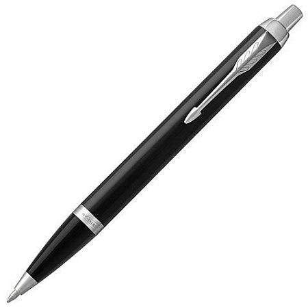 Ручка шариковая PARKER "IM Core Black Lacquer CT", черный глянцевый лак, детали хром, синяя, 1931665 