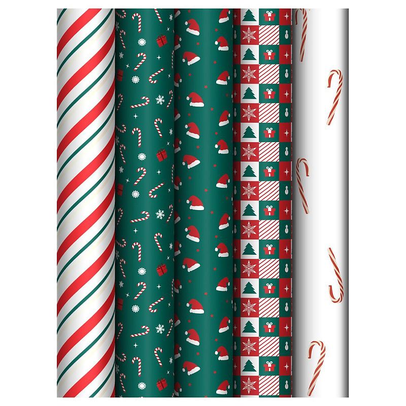 Упаковочная бумага глянц. 70*100см, MESHU "Christmas pattern", 80г/м2, ассорти 5 дизайнов