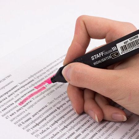 Текстовыделитель STAFF College "STICK HL-497", РОЗОВЫЙ, 1-4 мм, 151499 