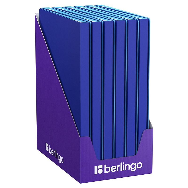 Папка с 20 вкладышами Berlingo "Soft Touch Pro", 17мм, 700мкм, с внутр. карманом, синяя, внутр. голубая, софт-тач 