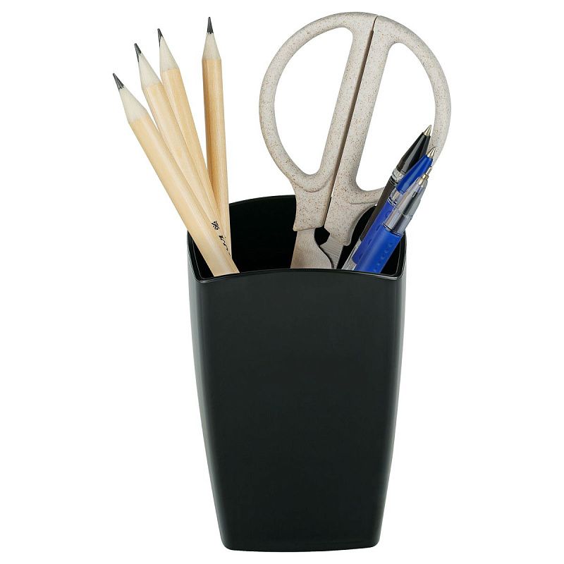 Подставка-стакан СТАММ "Тропик", пластиковая, квадратная, черная