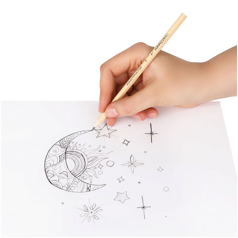 Карандаш ч/г Красин "Конструктор" Т (H) шестигран., заточен. 