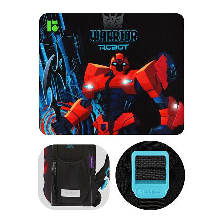 Ранец Berlingo Expert Mini "Warrior Robot" 36*27*14см, 2 отделения, 2 кармана, анатомическая спинка, мешок для обуви 